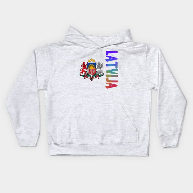 Latvia (Latvija in Latvian) Coat of Arms Design Kids Hoodie by Naves